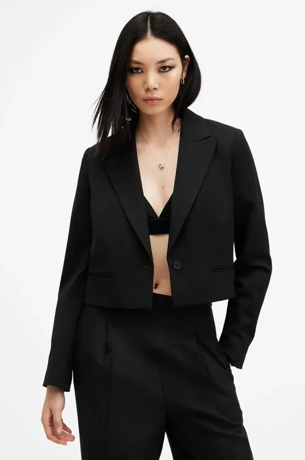 AllSaints Suknjič AllSaints SHORES črna barva, W014QB