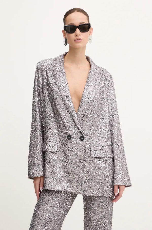 Never Fully Dressed Suknjič Never Fully Dressed Gunmetal Sequin 54 Blazer siva barva, NFDOU362