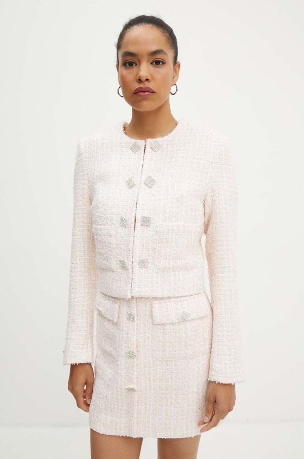 Rotate Suknjič Rotate Boucle Cropped Jacket roza barva, 1127721011