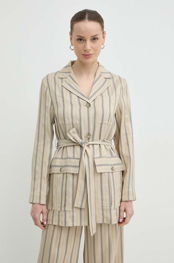 Max&Co. Suknjič s primesjo lanu MAX&Co. bež barva, 2416041044200