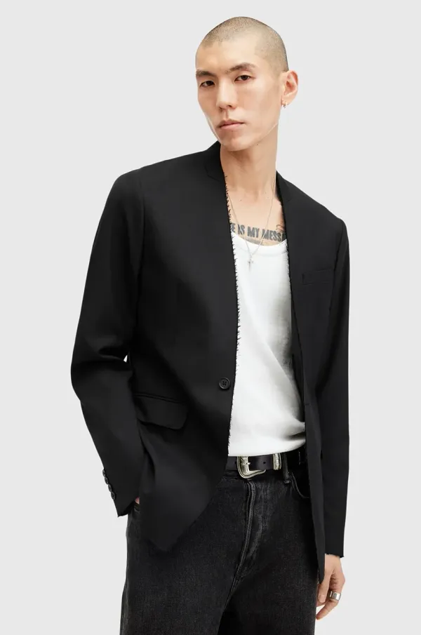 AllSaints Suknjič s primesjo volne AllSaints WREN črna barva, M007QB