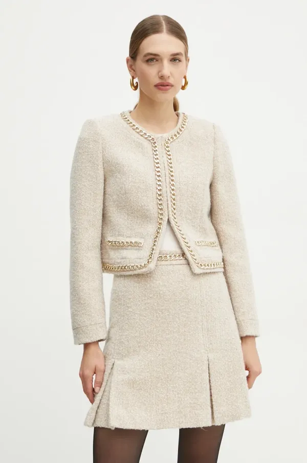 Marciano Guess Suknjič s primesjo volne Marciano Guess HELENE bež barva, 4BGN08 7186A