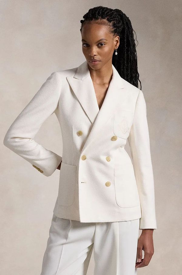 Polo Ralph Lauren Suknjič s primesjo volne Polo Ralph Lauren bela barva, 211947976