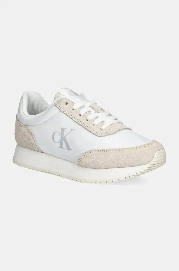 Calvin Klein Jeans Superge Calvin Klein Jeans RUNNER LACEUP LOW MG MIX bela barva, YW0YW01615