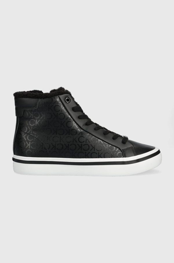 Calvin Klein Superge Calvin Klein VULC HIGH TOP - EPI MONO WL ženske, črna barva, HW0HW01675