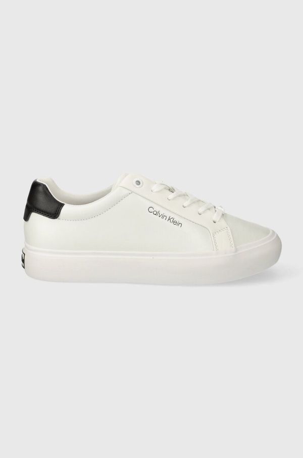 Calvin Klein Superge Calvin Klein VULCANIZED LACE UP LTH bela barva, HW0HW02037