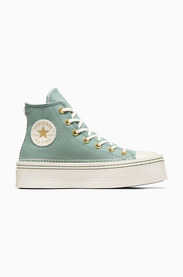 Converse Superge Converse Chuck Taylor All Star Modern Lift ženske, zelena barva, A07547C