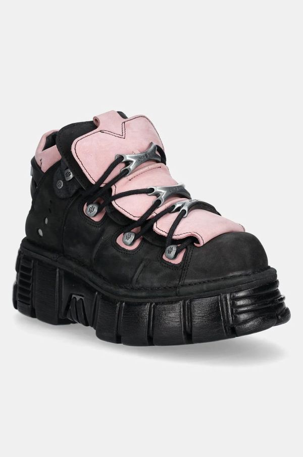 New Rock Superge iz nubuka New Rock Nobuck Negro + Nobuck Rosa + Tower Negro Lateral črna barva, M-106-C26