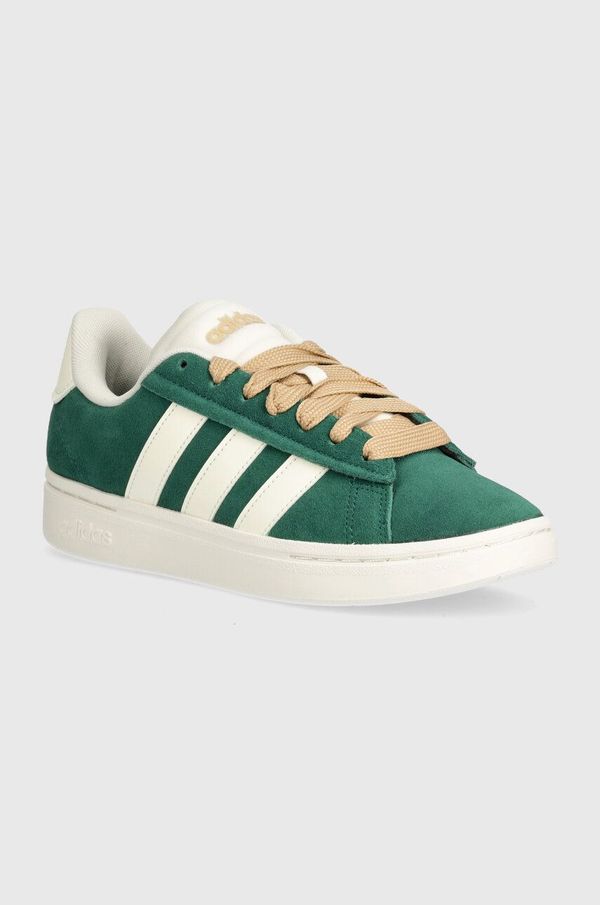 adidas Superge iz semiša adidas Grand Court Alpha zelena barva, IH3850