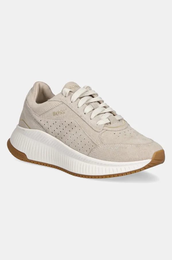 BOSS Superge iz semiša BOSS TTNMEVO bež barva, 50536421