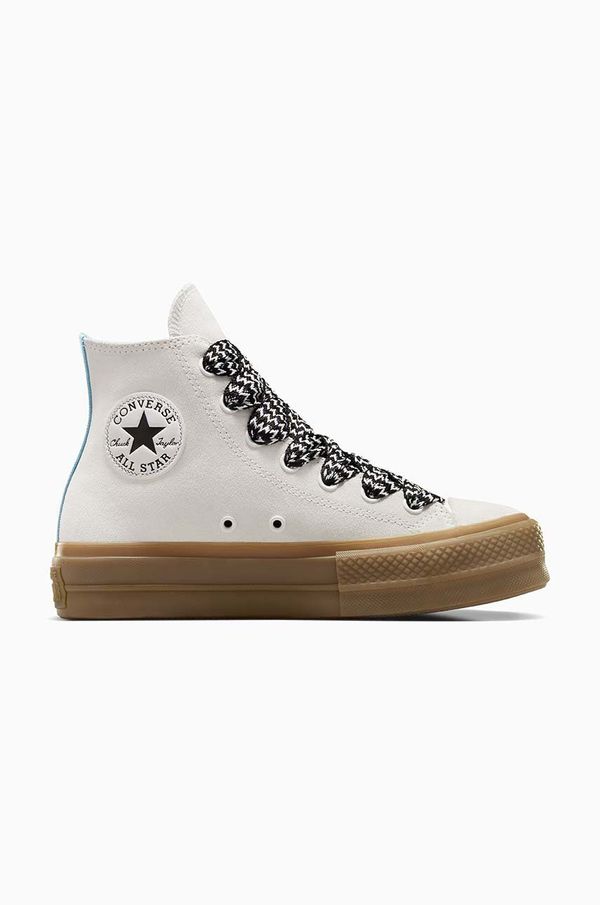 Converse Superge iz semiša Converse Chuck Taylor All Star Lift bela barva, A10414C