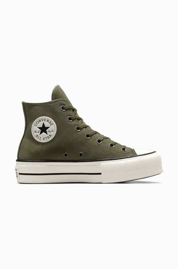 Converse Superge iz semiša Converse Chuck Taylor All Star Lift zelena barva, A11144C