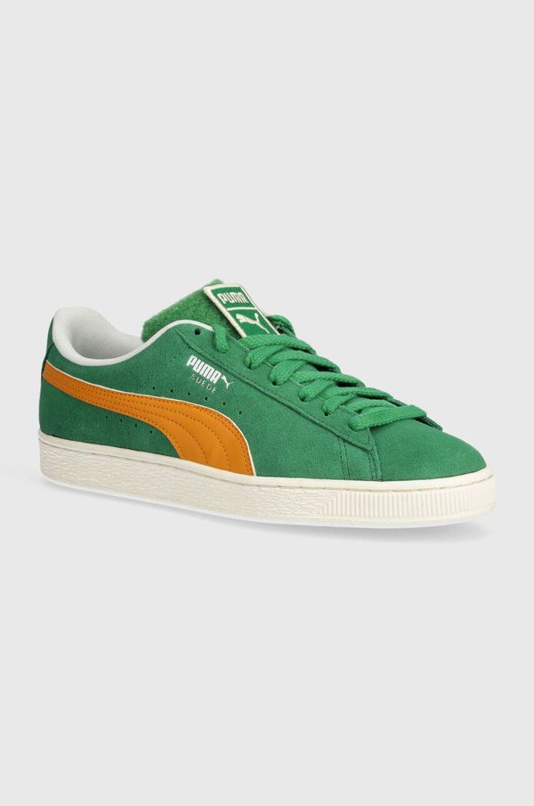 Puma Superge iz semiša Puma Suede Patch zelena barva