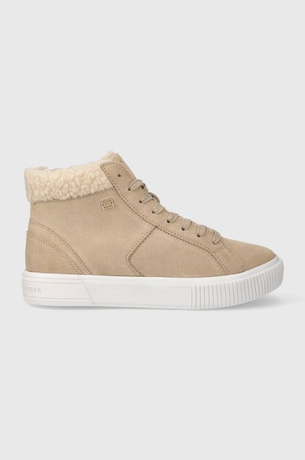 Tommy Hilfiger Superge iz semiša Tommy Hilfiger VULC SUEDE SNEAKER HI bež barva, FW0FW07549