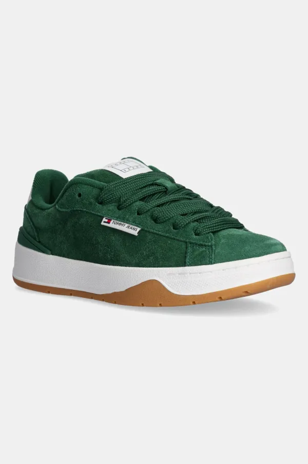 Tommy Jeans Superge iz semiša Tommy Jeans SKATE SNEAKER zelena barva, EN0EN02737