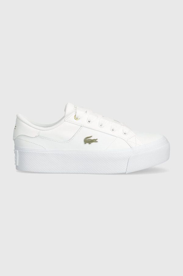 Lacoste Superge Lacoste Ziane Platform Logo Leather bela barva, 47CFA0005