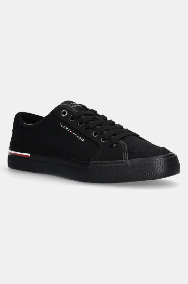 Tommy Hilfiger Superge Tommy Hilfiger CORE CORPORATE VULC CANVAS črna barva, FM0FM05398