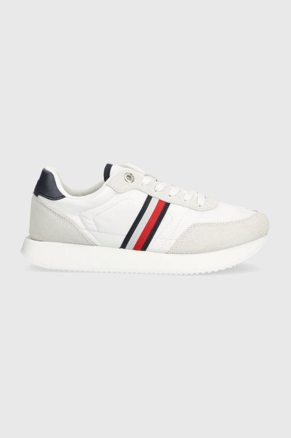 Tommy Hilfiger Superge Tommy Hilfiger ESSENTIAL RUNNER GLOBAL STRIPES bela barva, FW0FW07831