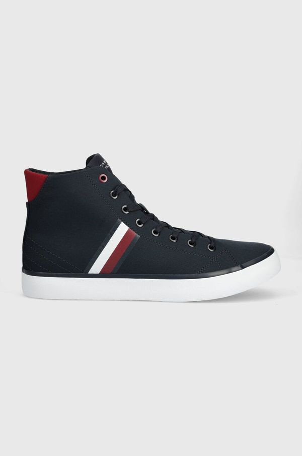 Tommy Hilfiger Superge Tommy Hilfiger TH HI VULC STRIPES MESH moške, mornarsko modra barva, FM0FM04948