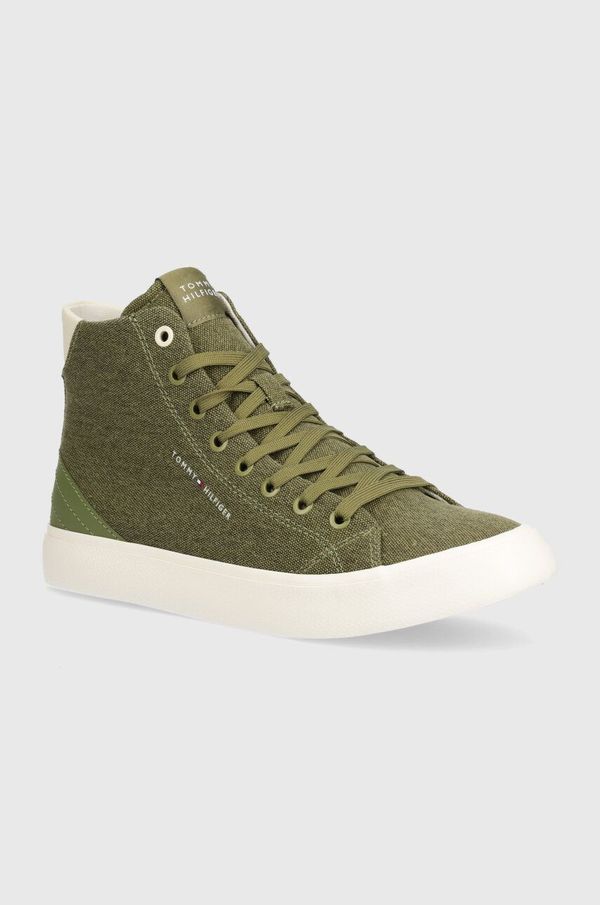 Tommy Hilfiger Superge Tommy Hilfiger TH HI VULC SUMMER CVS moške, zelena barva, FM0FM05076