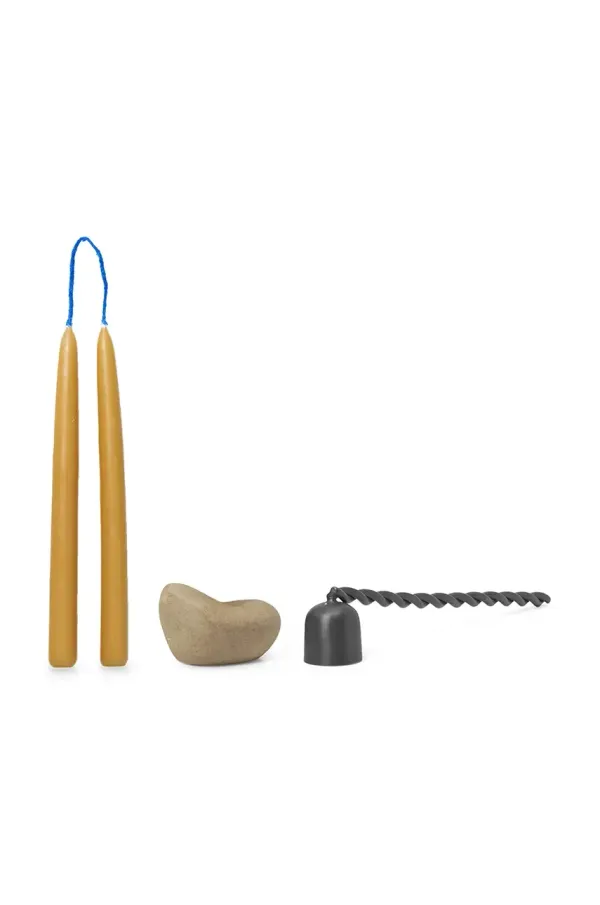 ferm LIVING Svečnik z ugaševalcem sveč in svečami ferm LIVING Libre 6-pack