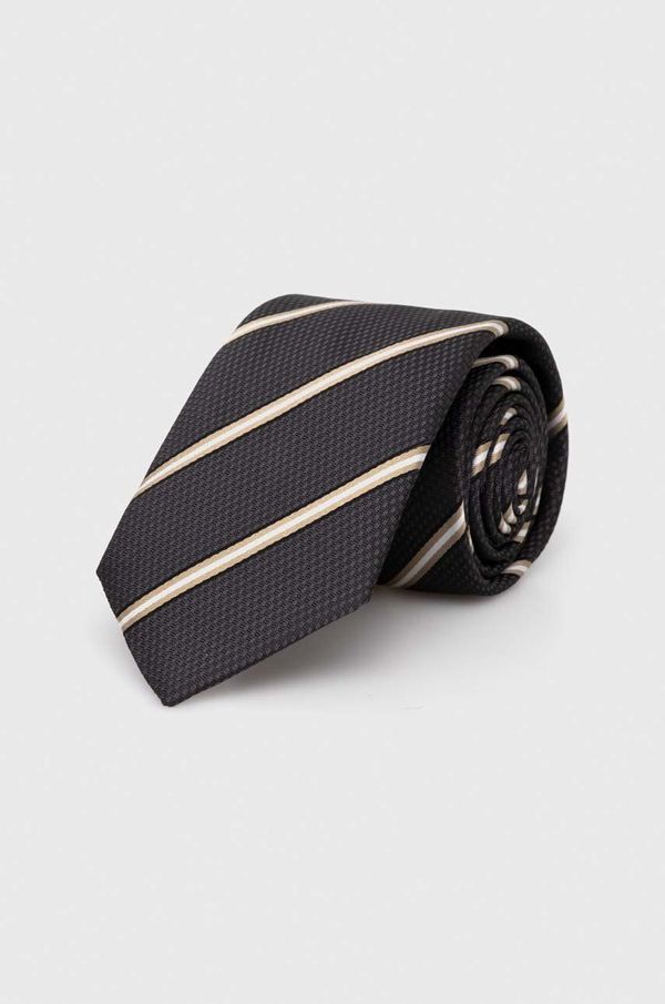 Boss Svilena kravata BOSS siva barva