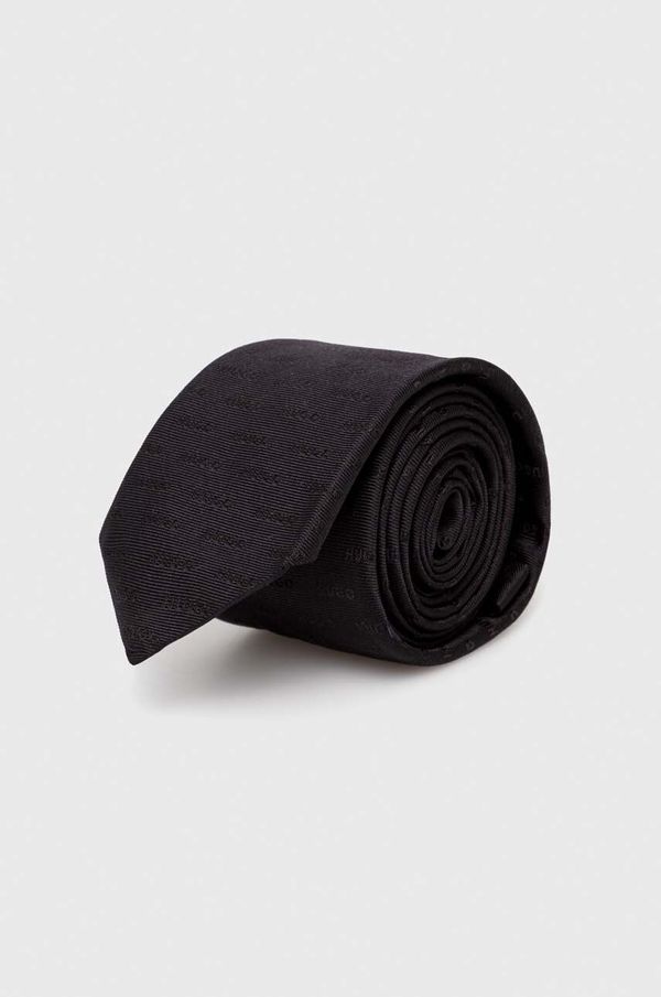 Hugo Svilena kravata HUGO črna barva