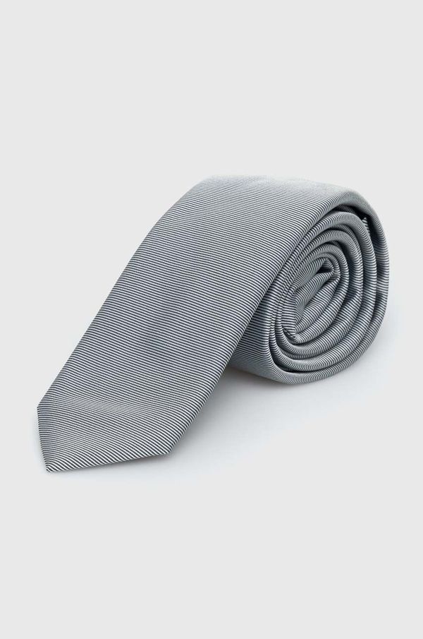 Hugo Svilena kravata HUGO siva barva, 50520644