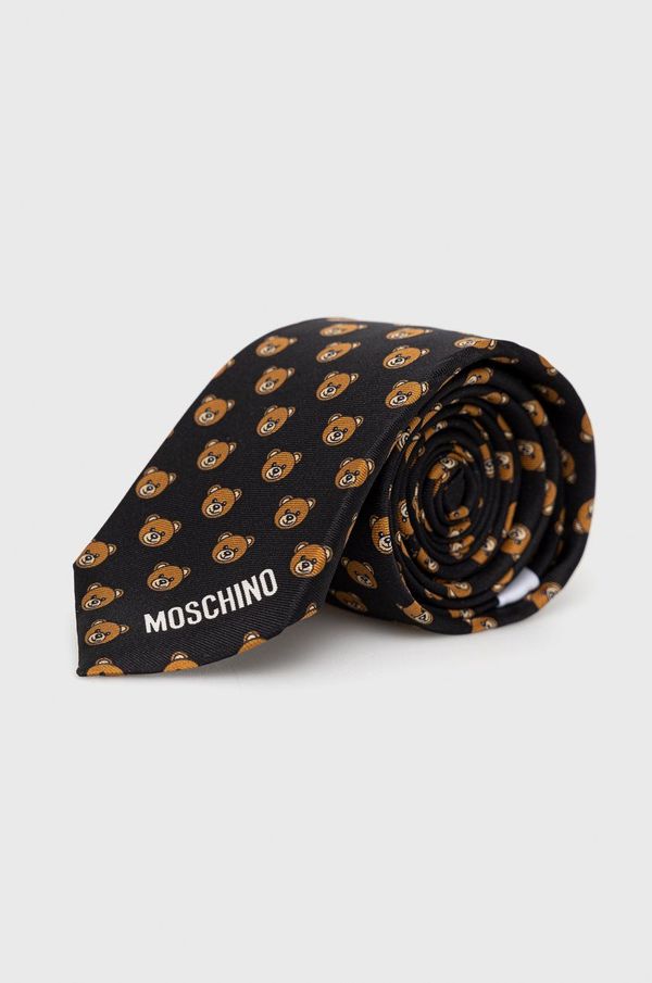 Moschino Svilena kravata Moschino črna barva