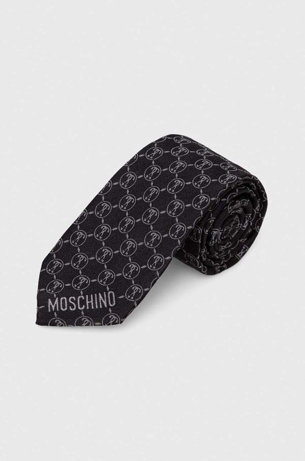 Moschino Svilena kravata Moschino črna barva