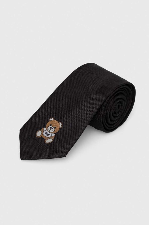 Moschino Svilena kravata Moschino črna barva