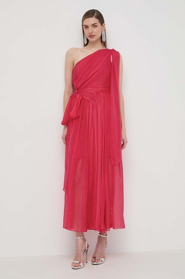 Luisa Spagnoli Svilena obleka Luisa Spagnoli PANNELLO roza barva, 540965
