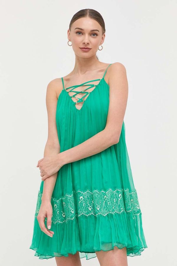 Nissa Svilena obleka Nissa zelena barva