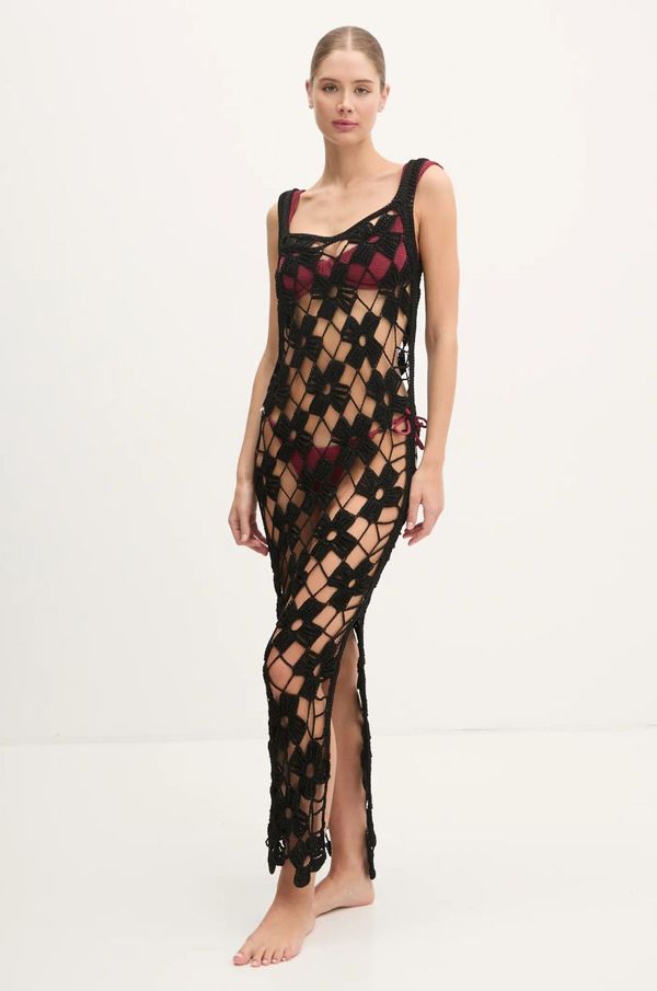 Paramidonna Svilena obleka za plažo PARAMIDONNA črna barva, CR25MB