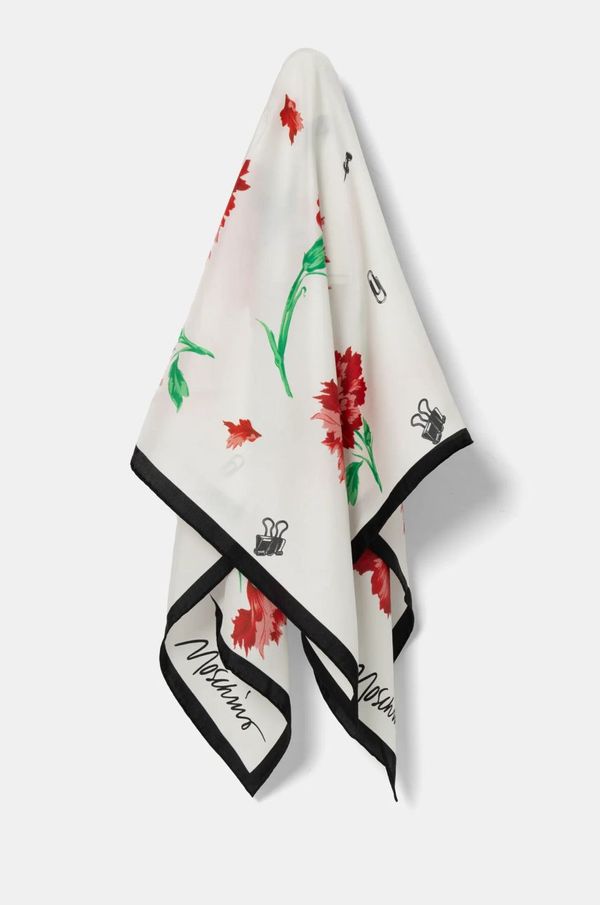 Moschino Svilena ruta Moschino bež barva, M3218 3549