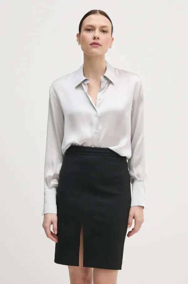 Sisley Svilena srajca Sisley siva barva, 5LZMLQ05E