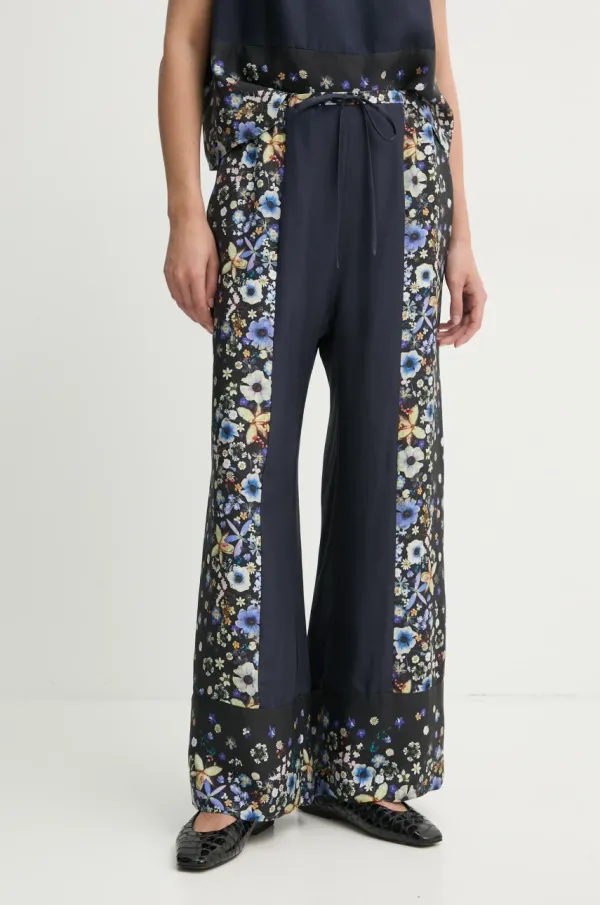 MUNTHE Svilene hlače MUNTHE FABERT mornarsko modra barva, 251140025118