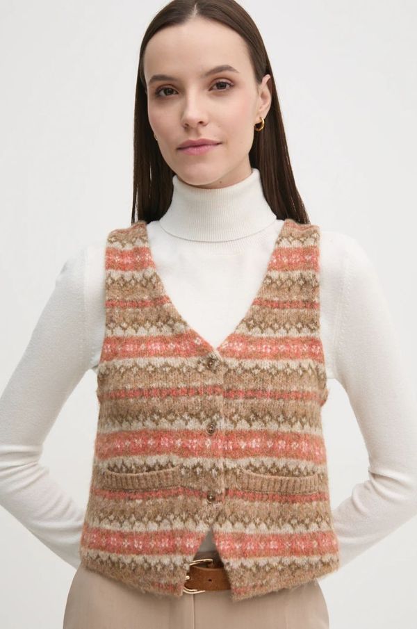 Hoss Intropia Telovnik s primesjo volne Hoss Intropia rjava barva, 6318058