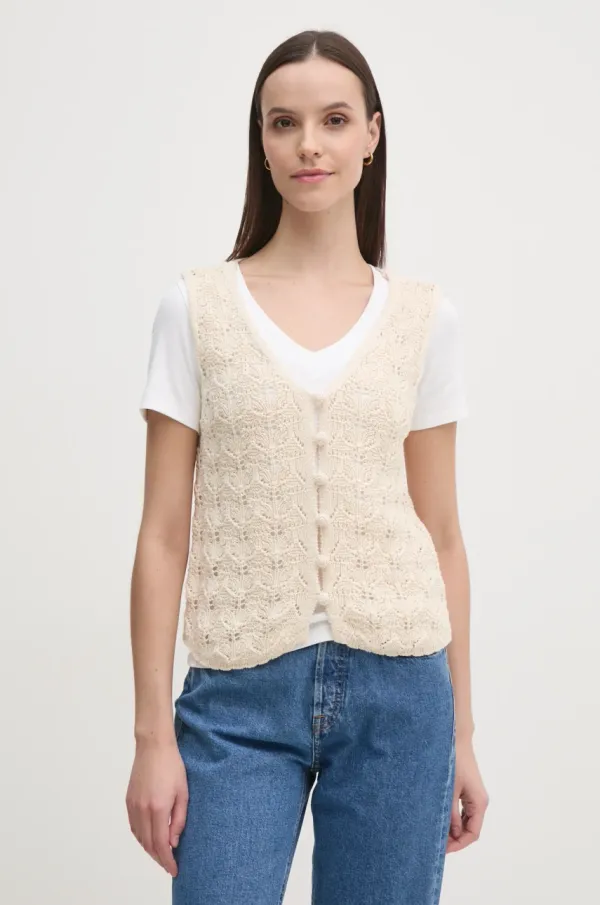 Hoss Intropia Telovnik z mešanico lana Hoss Intropia bež barva, 6318053