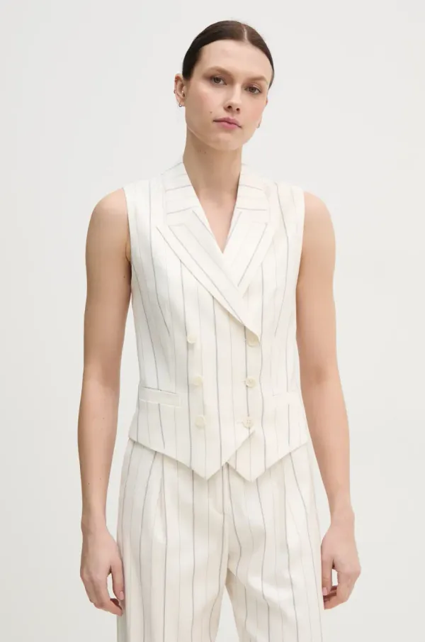 Joop! Telovnik z mešanico lana Joop! bela barva, 30046007