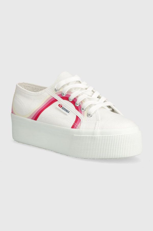 Superga Teniske Superga 2790 ROUND STRIPES ženske, bela barva, S4128TW