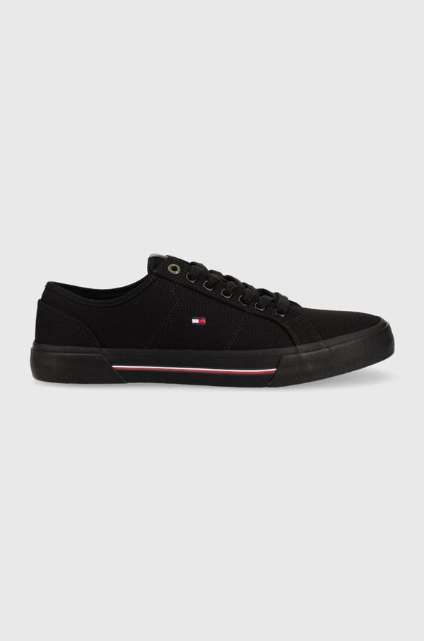 Tommy Hilfiger Teniske Tommy Hilfiger CORE CORPORATE VULC CANVAS moške, črna barva