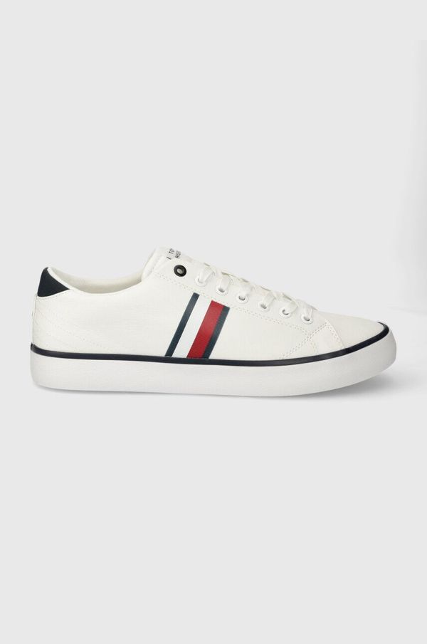 Tommy Hilfiger Teniske Tommy Hilfiger TH HI VULC LOW STRIPES MESH moške, bela barva, FM0FM04946