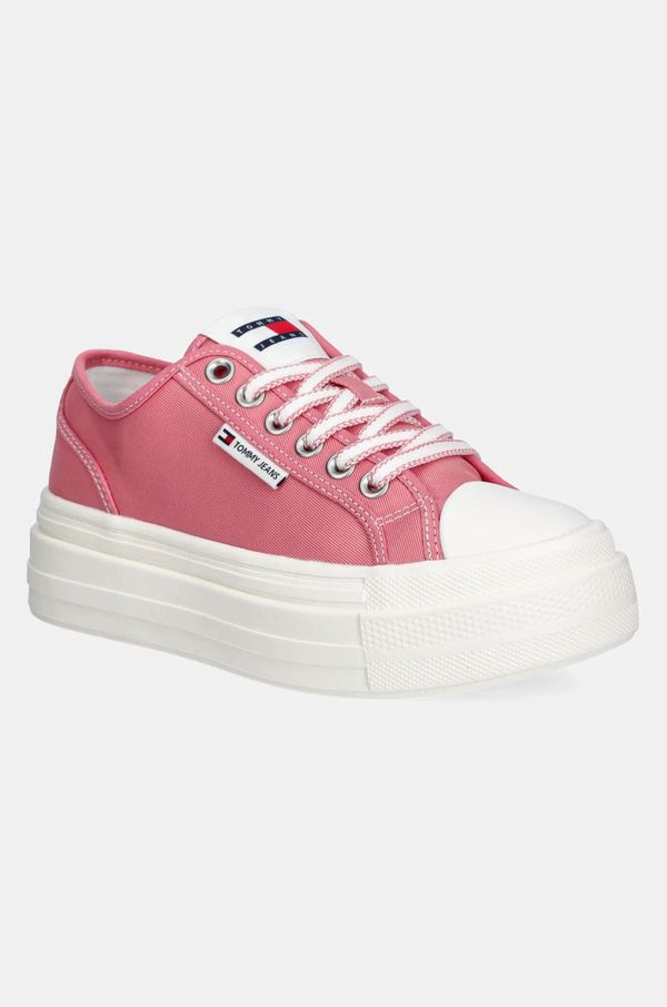 Tommy Jeans Teniske Tommy Jeans TJW FOXING FLATFORM SNEAKER LOW ženske, roza barva, EN0EN02713