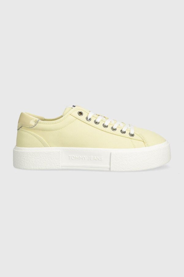 Tommy Jeans Teniske Tommy Jeans TJW FOXING FLATFORM SNEAKER ženske, rumena barva, EN0EN02480