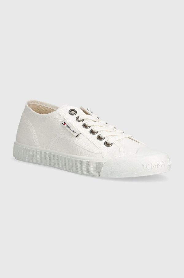 Tommy Jeans Teniske Tommy Jeans TJW FOXING SNEAKER CANVAS ženske, bela barva, EN0EN02588