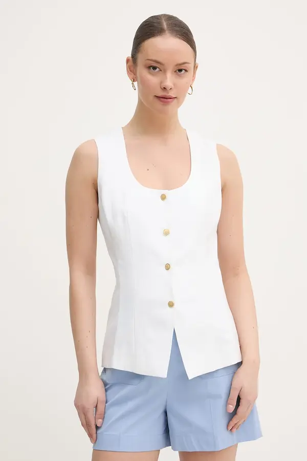 Tommy Hilfiger Tommy Hilfiger enoredni telovnik ženski z lanom