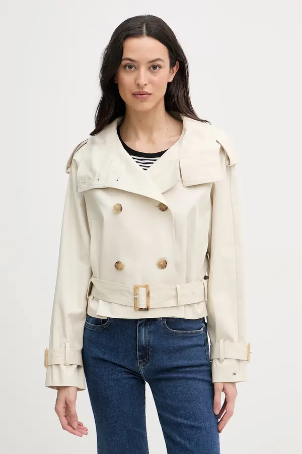 Tommy Hilfiger Tommy Hilfiger kratek trenčkot ženski bombažen