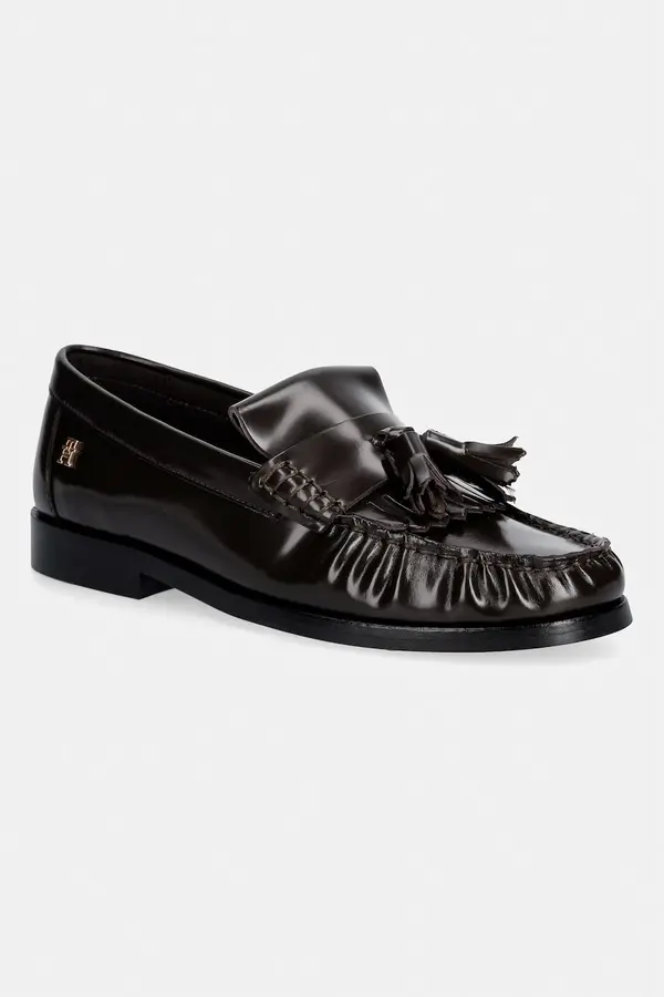 Tommy Hilfiger Tommy Hilfiger loaferji ženski usnjeni TH LOAFER TASSEL ABRASIVATO