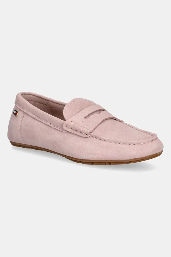 Tommy Hilfiger Tommy Hilfiger mokasini ženski semišasti FLAG SOFT SUEDE DRIVER LOAFER